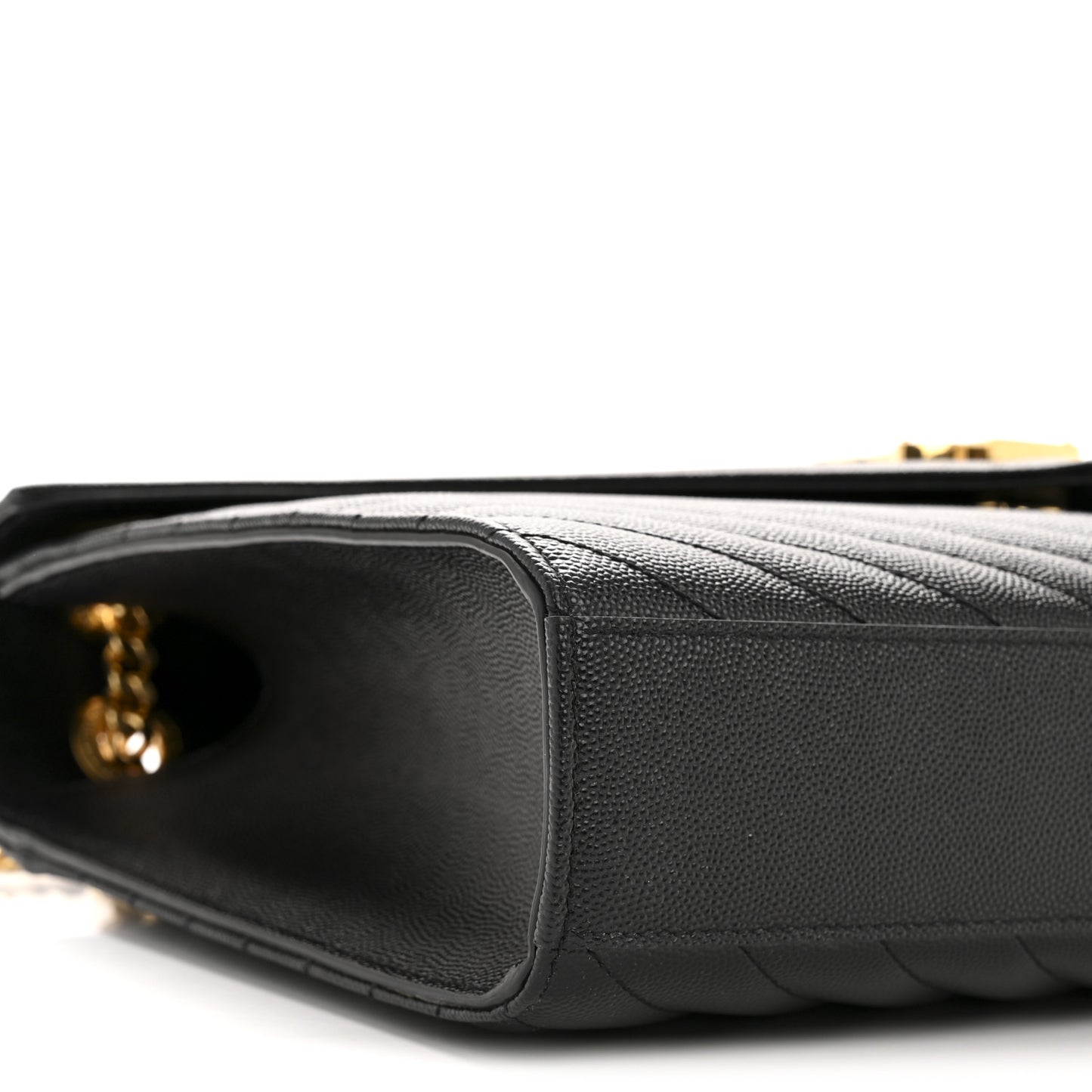 Grain De Poudre Matelasse Chevron Large Monogram Satchel Black