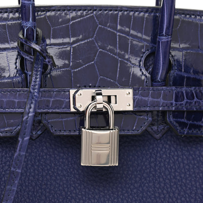 Hermes Togo Shiny Niloticus Crocodile Birkin Touch 25 Bleu Encre 10 of 10