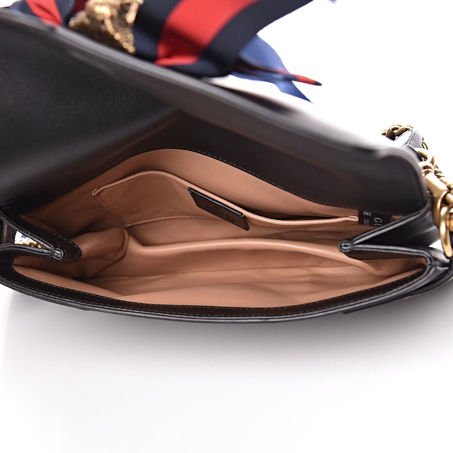 Gucci Nappa Sylvie Web Tiger Broadway Shoulder Bag Black 5 of 15