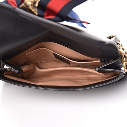 Gucci Nappa Sylvie Web Tiger Broadway Shoulder Bag Black 5 of 15