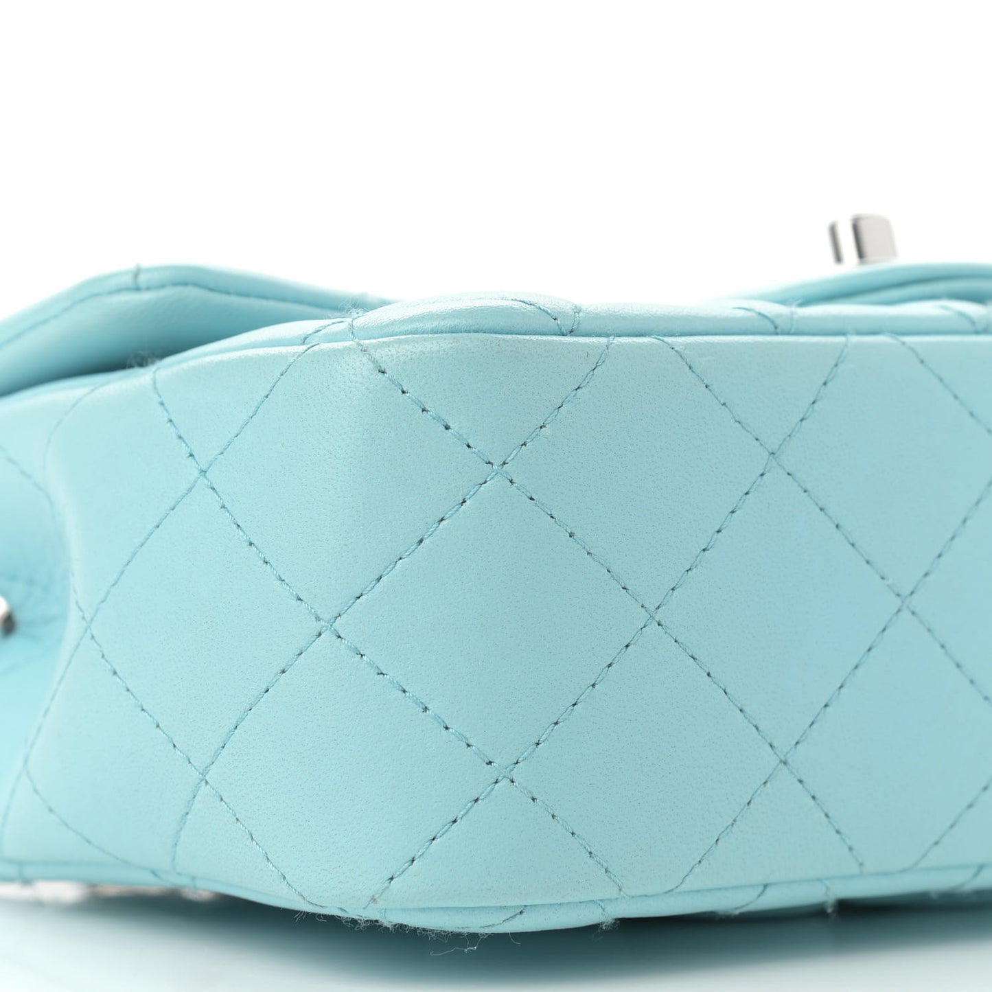 Lambskin Quilted Mini Rectangular Flap Light Blue