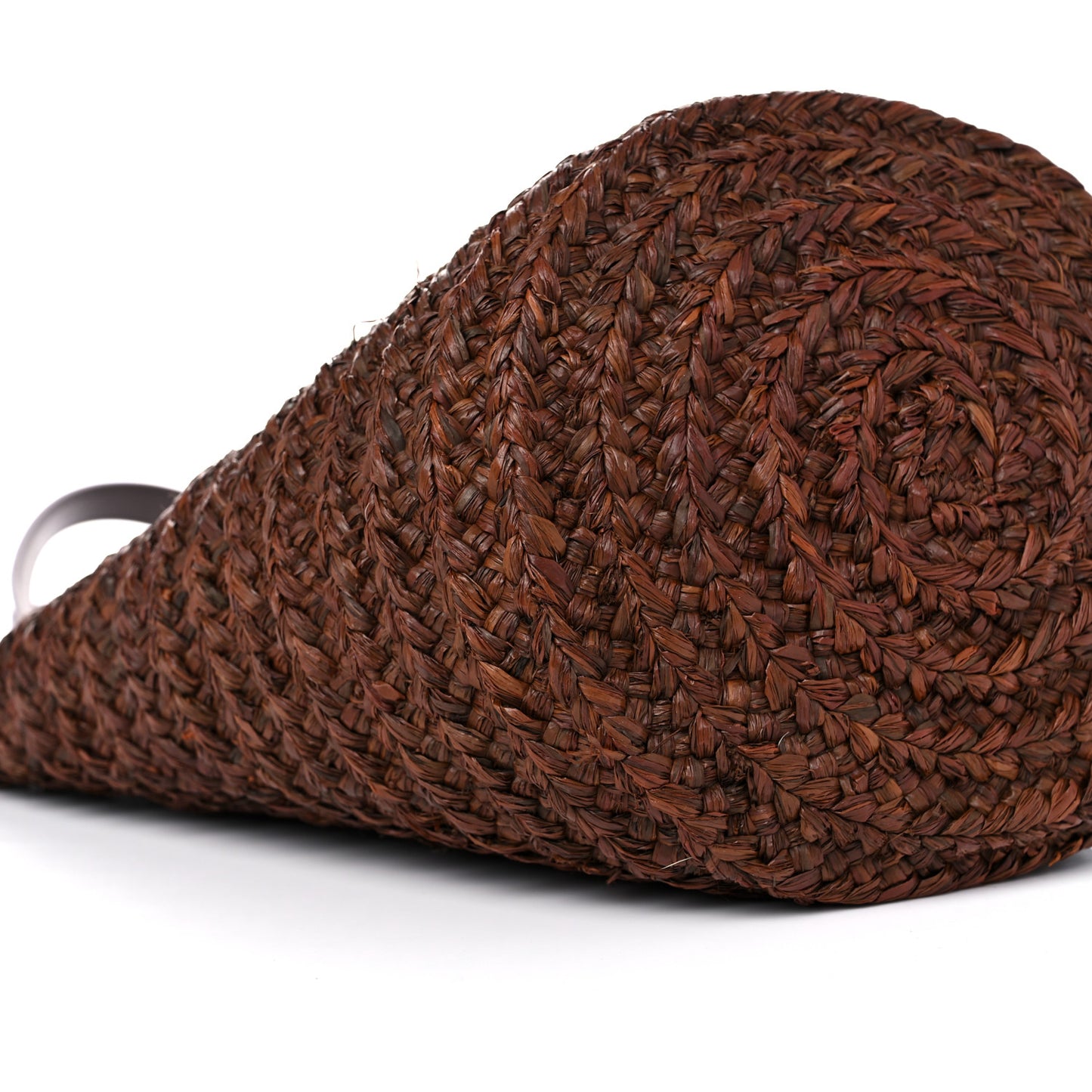 Raffia Calfskin Small Panier Tote Dark Chocolate