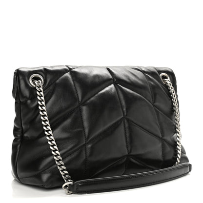 Saint Laurent Lambskin Quilted Small Loulou Puffer Monogram Chain Satchel Black 3 of 12