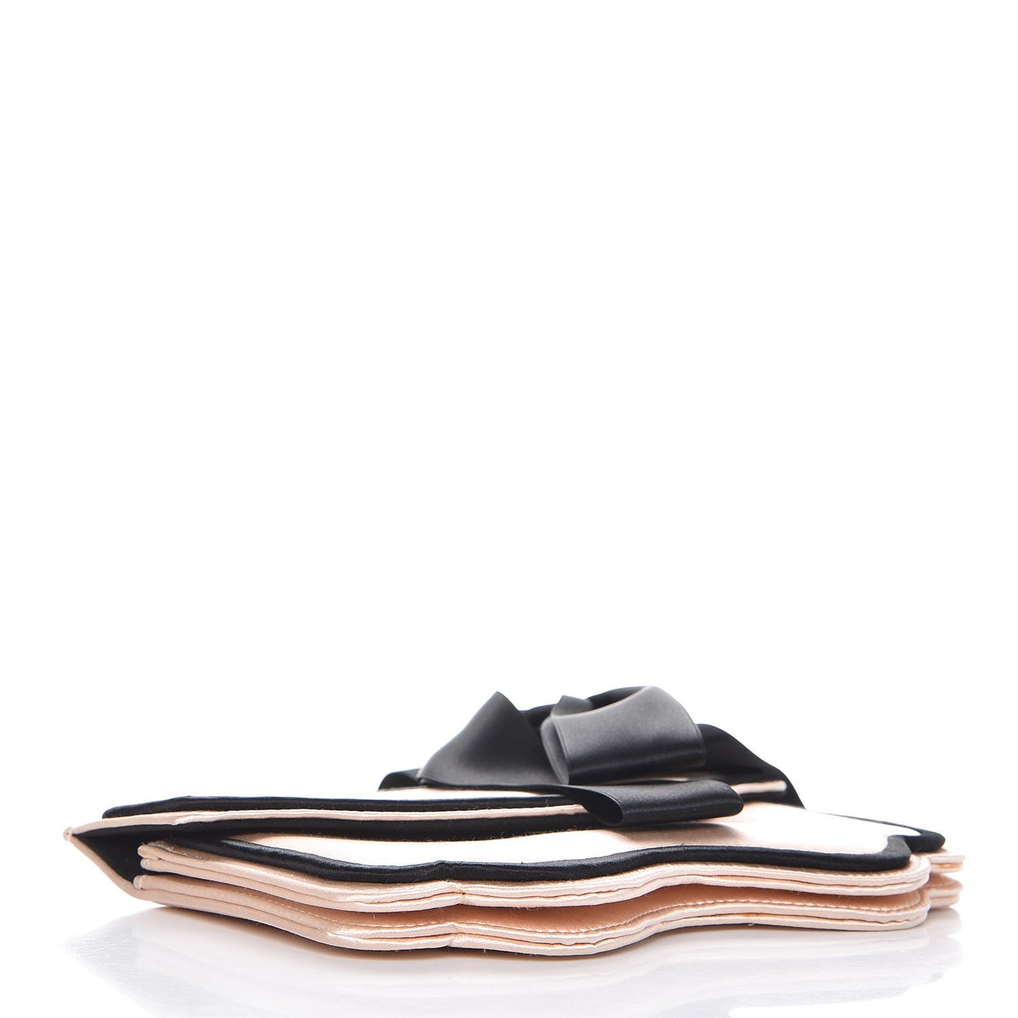 Satin Bow Flap Clutch Pink Black