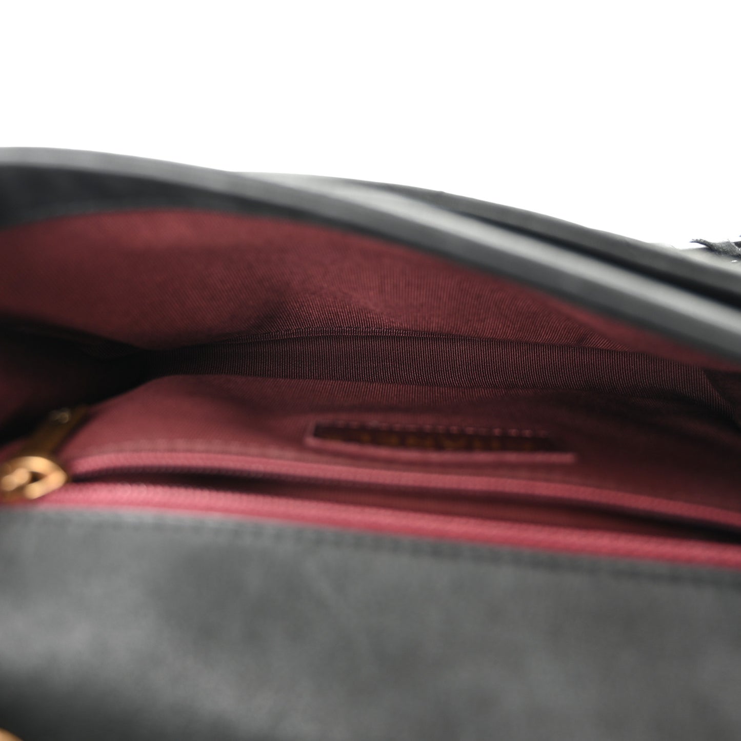 Iridescent Calfskin Small Happy Stitch Flap Black
