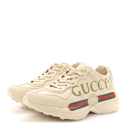 Gucci Calfskin Logo Womens Rhyton Sneakers 37 Ivory 4 of 10