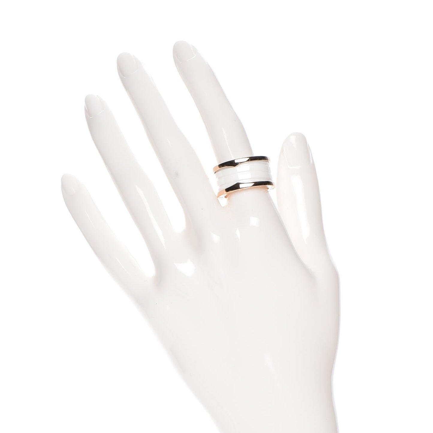 18K Rose Gold White Ceramic B.Zero1 Four-Band Ring 55 7.25