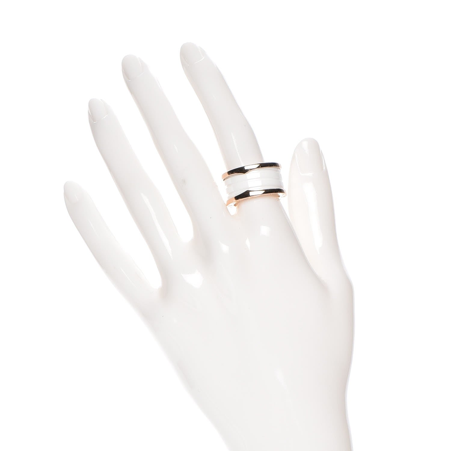 Bulgari 18K Rose Gold White Ceramic B.Zero1 Four-Band Ring 55 7.25 2 of 6