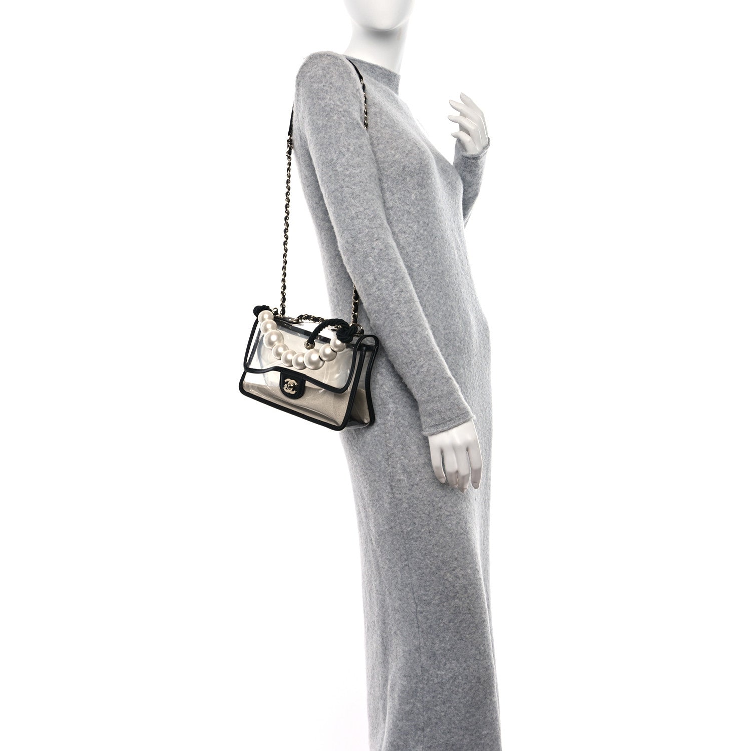 Chanel Lambskin PVC Sand By The Sea Flap With Pearl Strap Black 2 of 9
