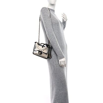 Chanel Lambskin PVC Sand By The Sea Flap With Pearl Strap Black 2 of 9