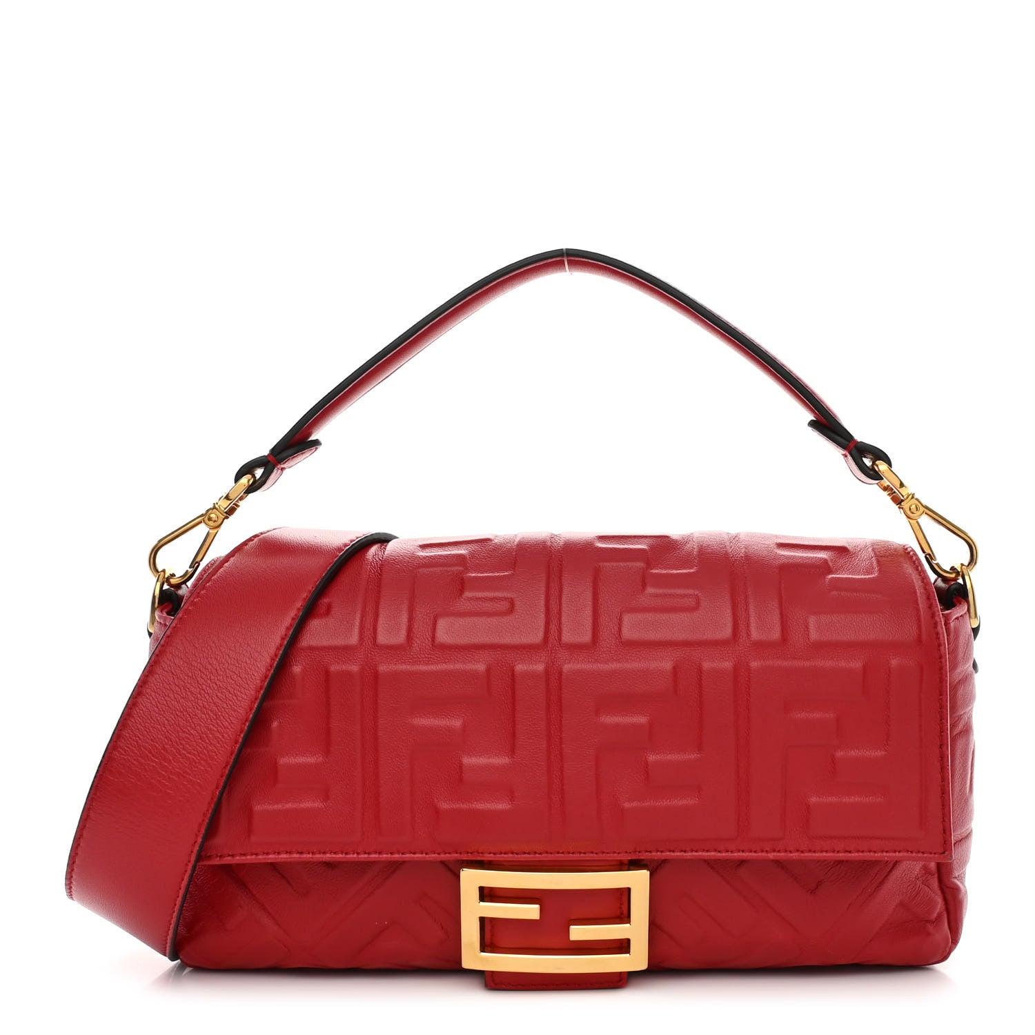 Fendi Nappa FF 1974 Embossed Baguette Fragola 1 of 12
