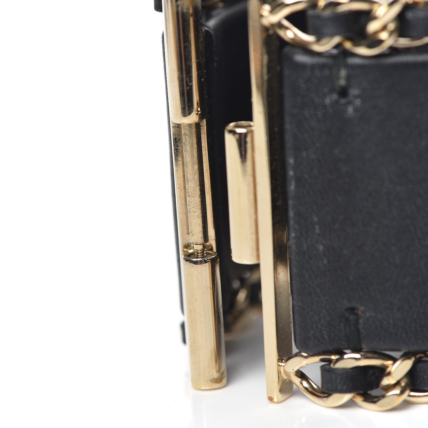 Lambskin Chain CC Cuff Black Gold