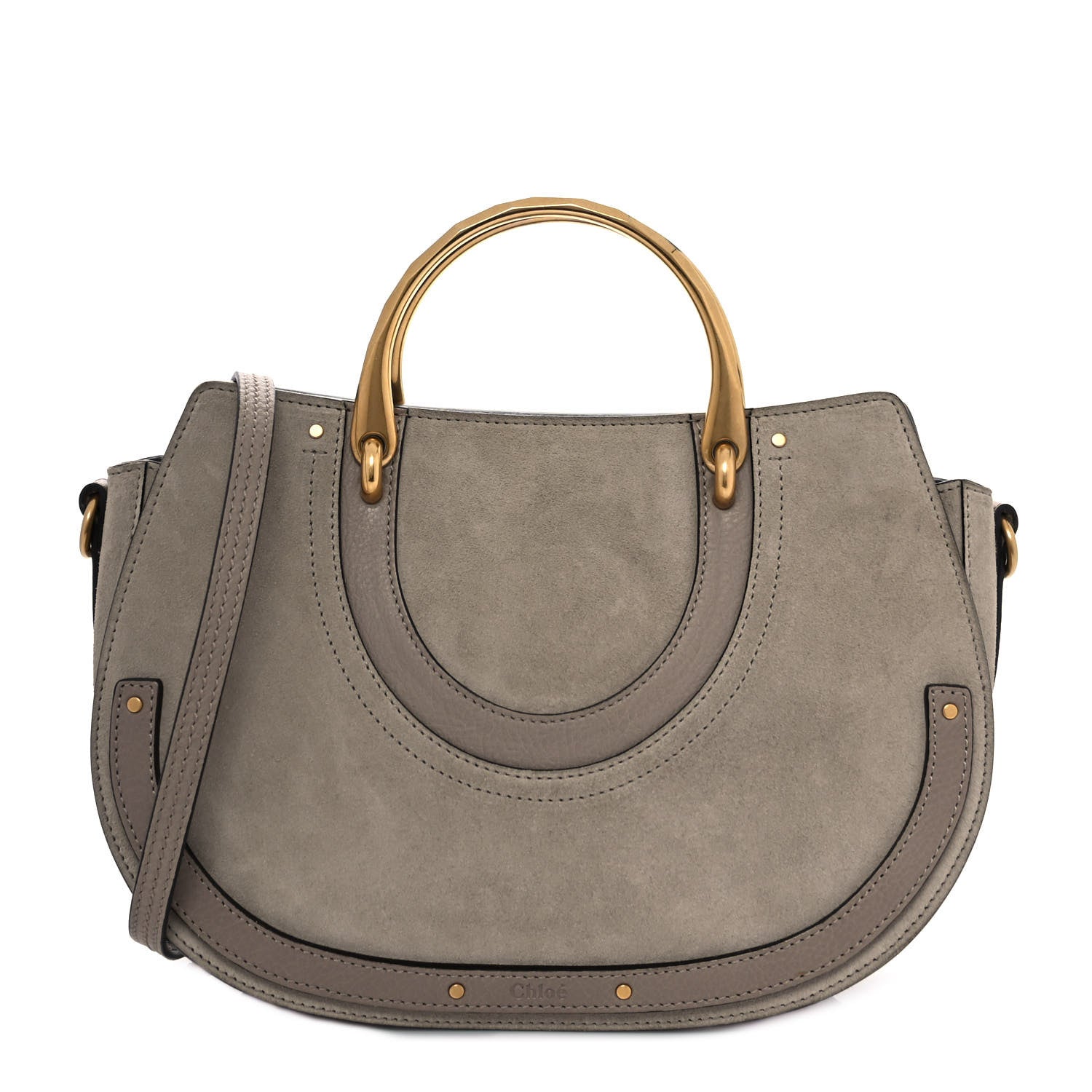 Chloe Calfskin Suede Medium Pixie Shoulder Bag Motty Grey 1 of 9