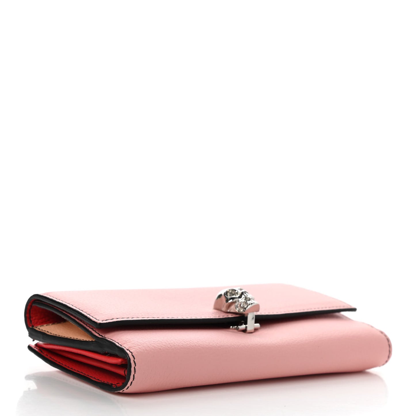 Calfskin Skull Continental Wallet Light Pink