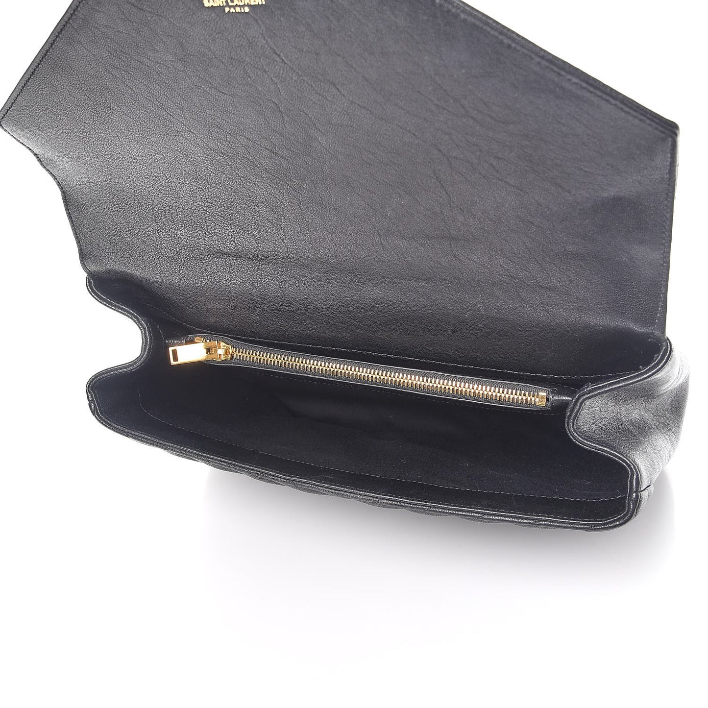Sheepskin Matelasse Chevron Monogram Large College Satchel Black