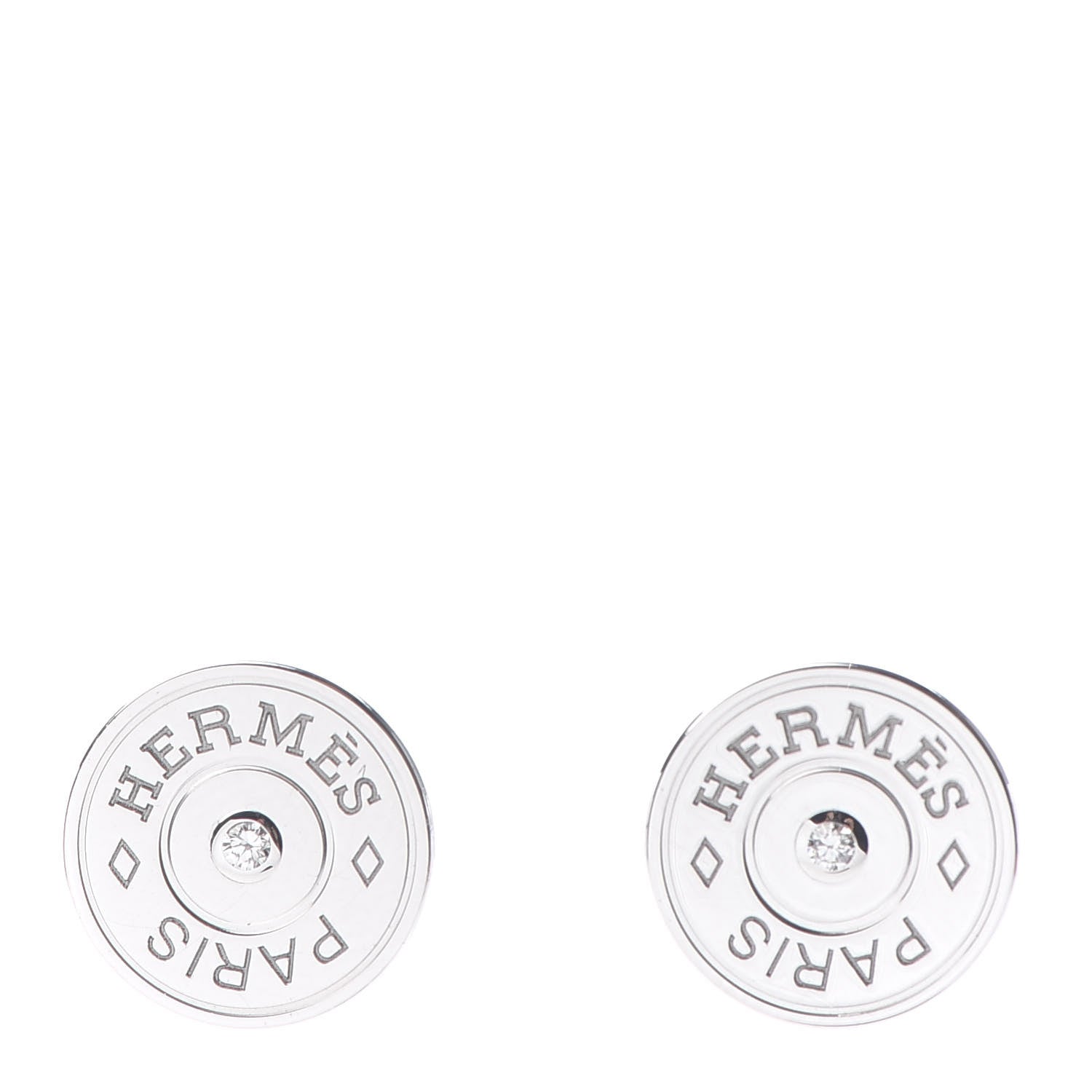 Hermes 18K White Gold Diamond Small Gambade Earrings 1 of 6