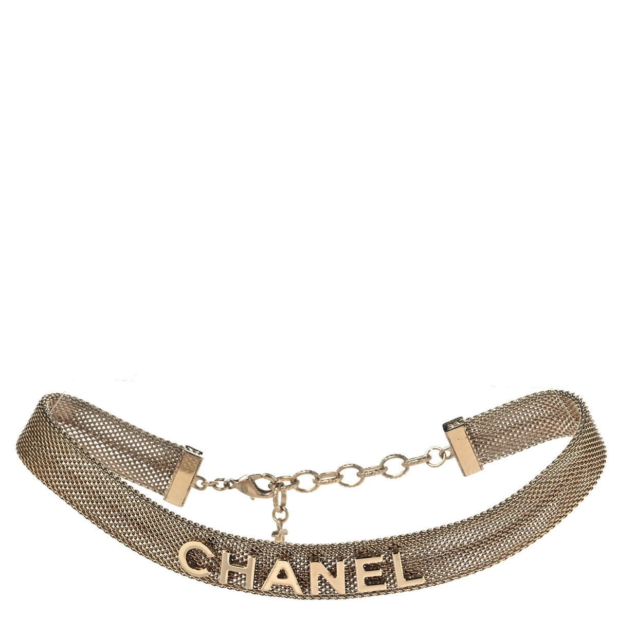Chanel Mesh Logo Choker Necklace Gold 3 of 4