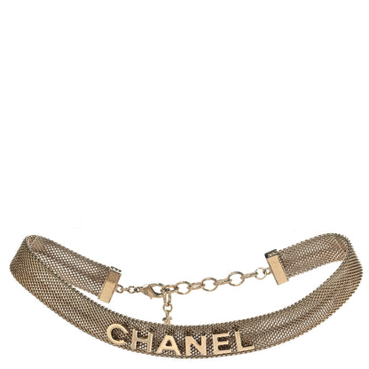 Chanel Mesh Logo Choker Necklace Gold 3 of 4