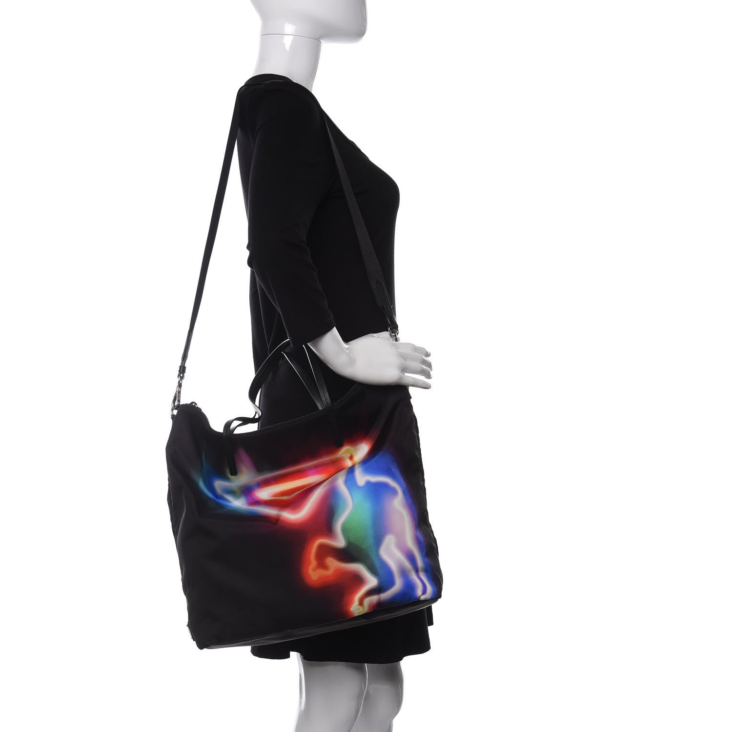 Prada Tessuto Nylon Stampato Monkey Print Tote Black Multicolor 2 of 10
