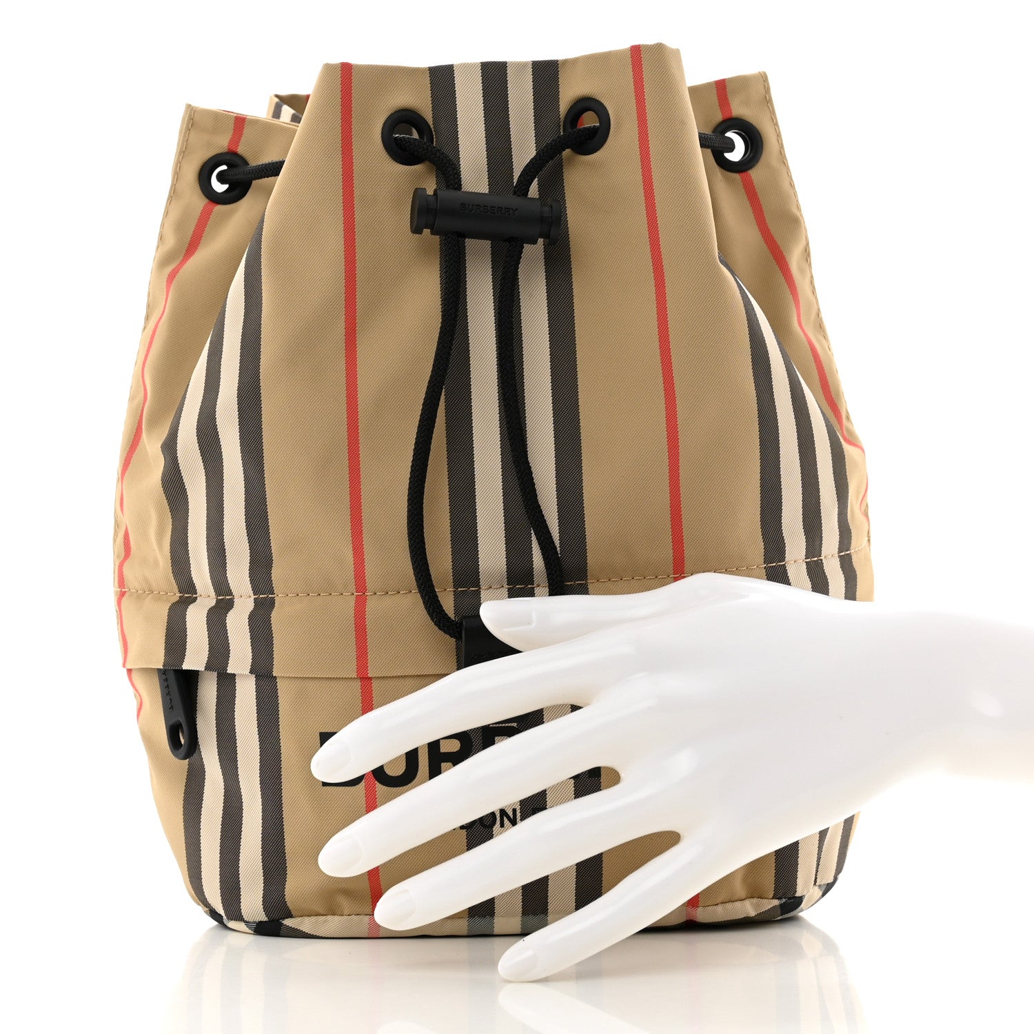 Burberry Econyl Icon Stripe Phoebe Drawcord Pouch Archive Beige 2 of 8
