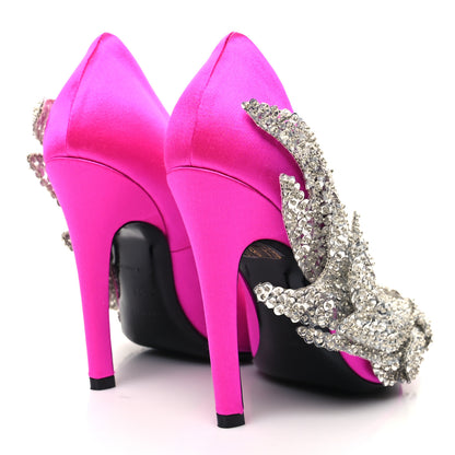 Balenciaga Satin Crystal Embellished Talon Slash Pumps 36 Rose Fuchsia 4 of 8