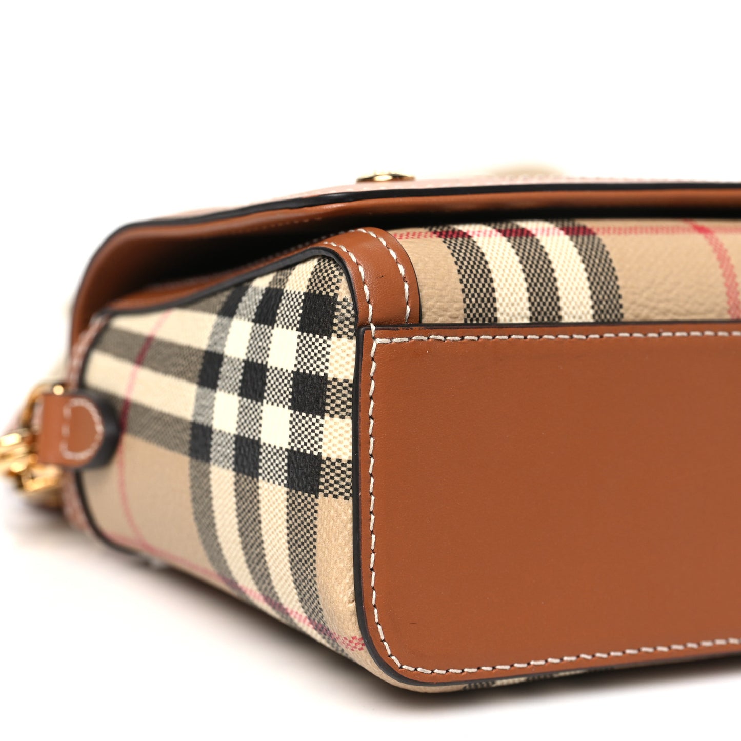 Coated Canvas Calfskin Vintage Check Small Note Crossbody Bag Briar Brown
