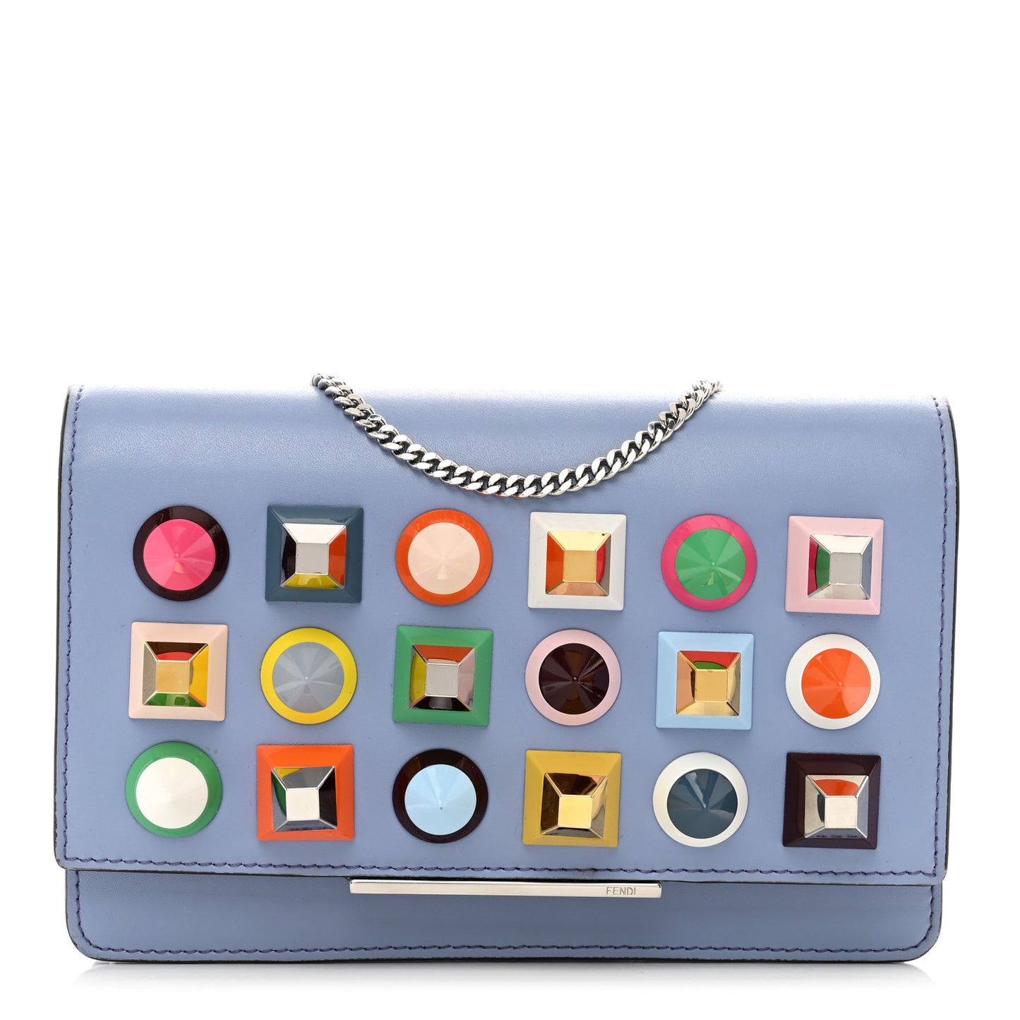 Vitello Dolce Studded Tube Wallet On Chain Ardesia Multicolor