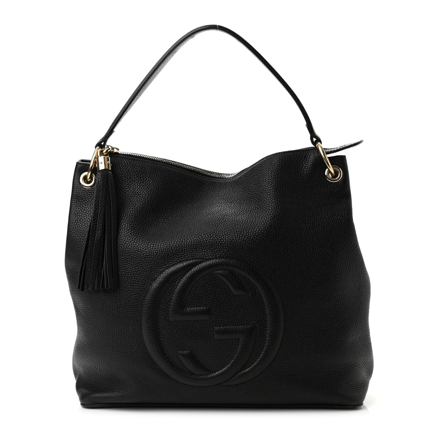 Pebbled Calfskin Large Soho Hobo Black