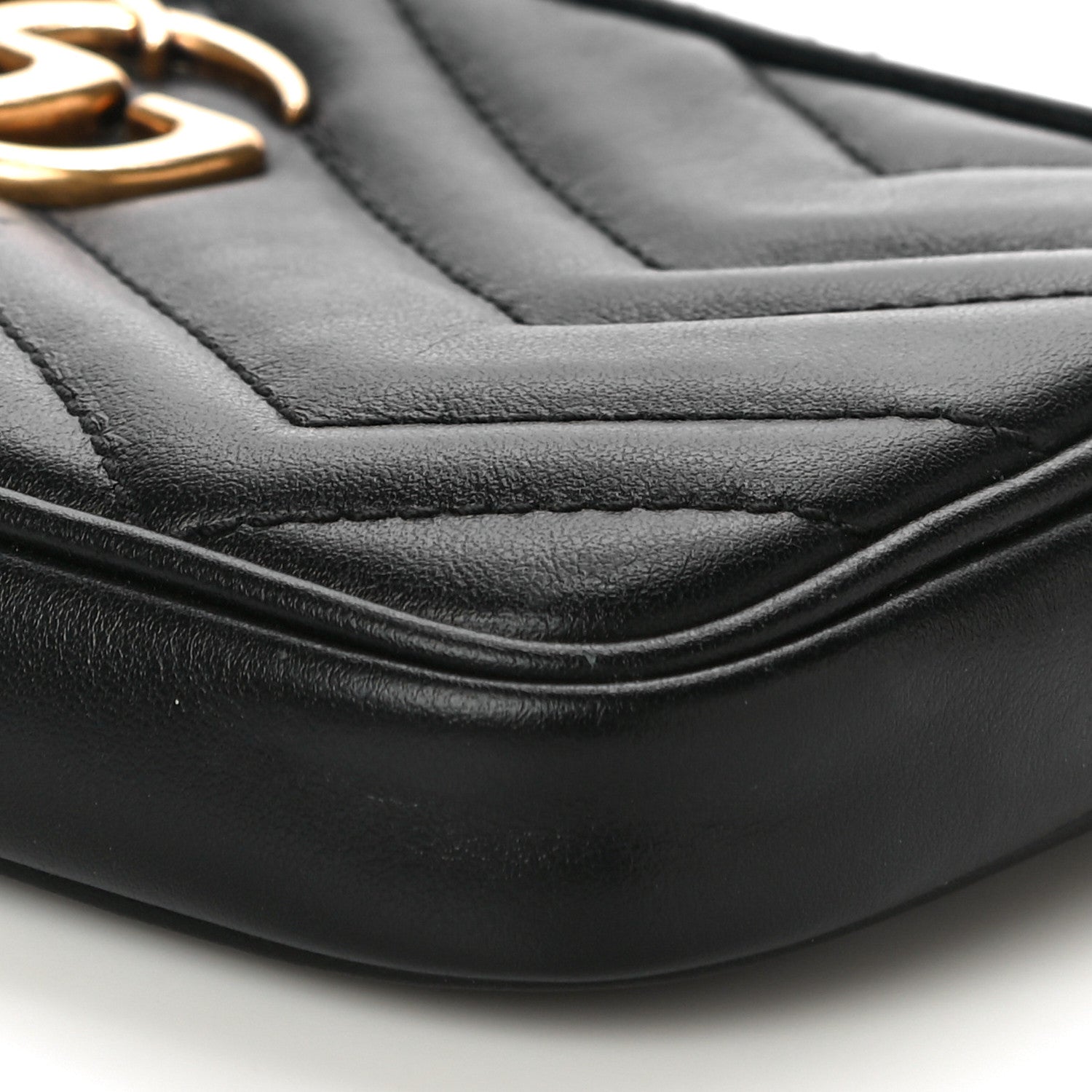 Gucci Calfskin Matelasse Mini GG Marmont Chain Crossbody Bag Black 10 of 11
