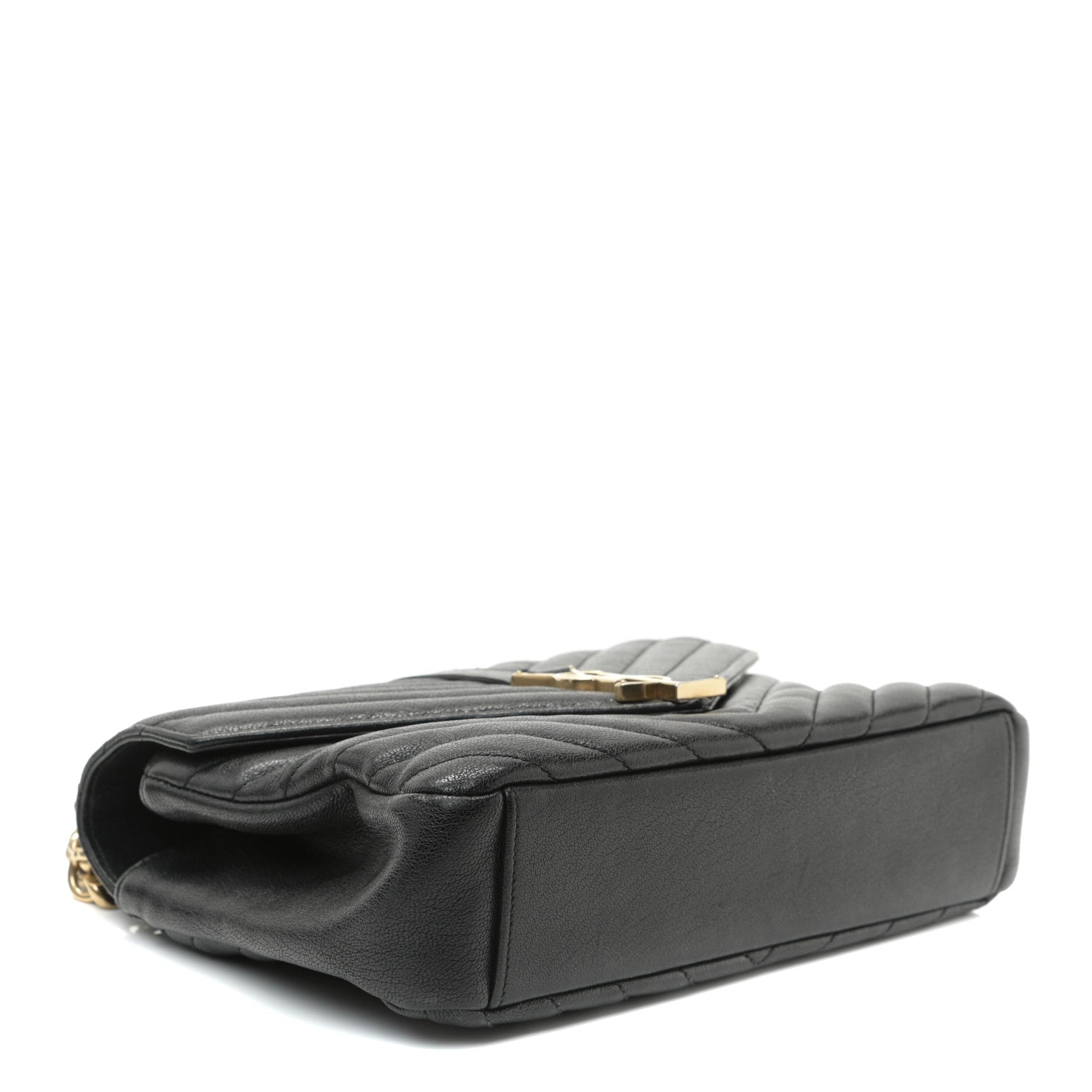 Saint Laurent Sheepskin Matelasse Chevron Monogram Medium College Bag Black 3 of 6