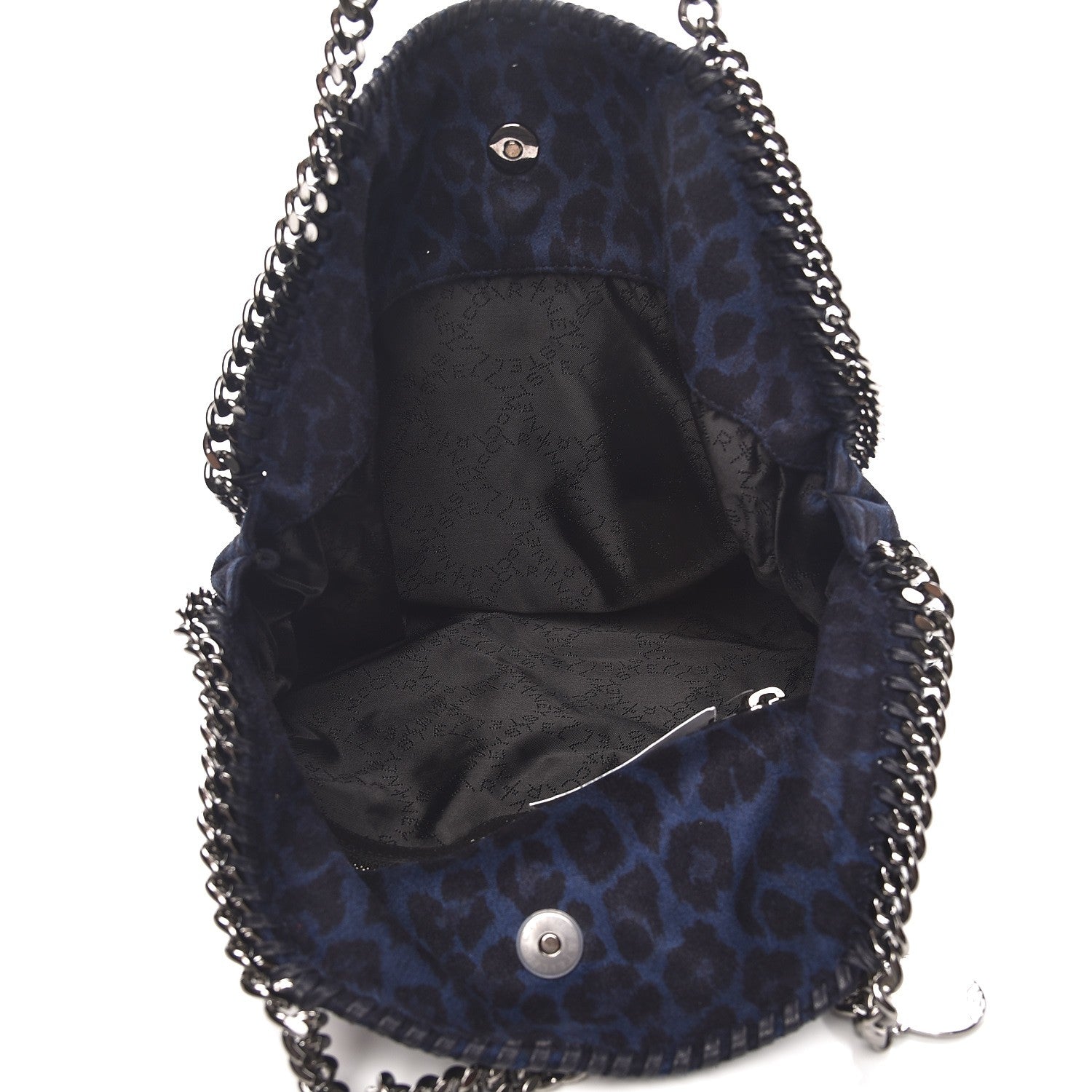 Stella McCartney Shaggy Deer Leopard Print Falabella Fold Over Tote Blue Sapphire 5 of 7
