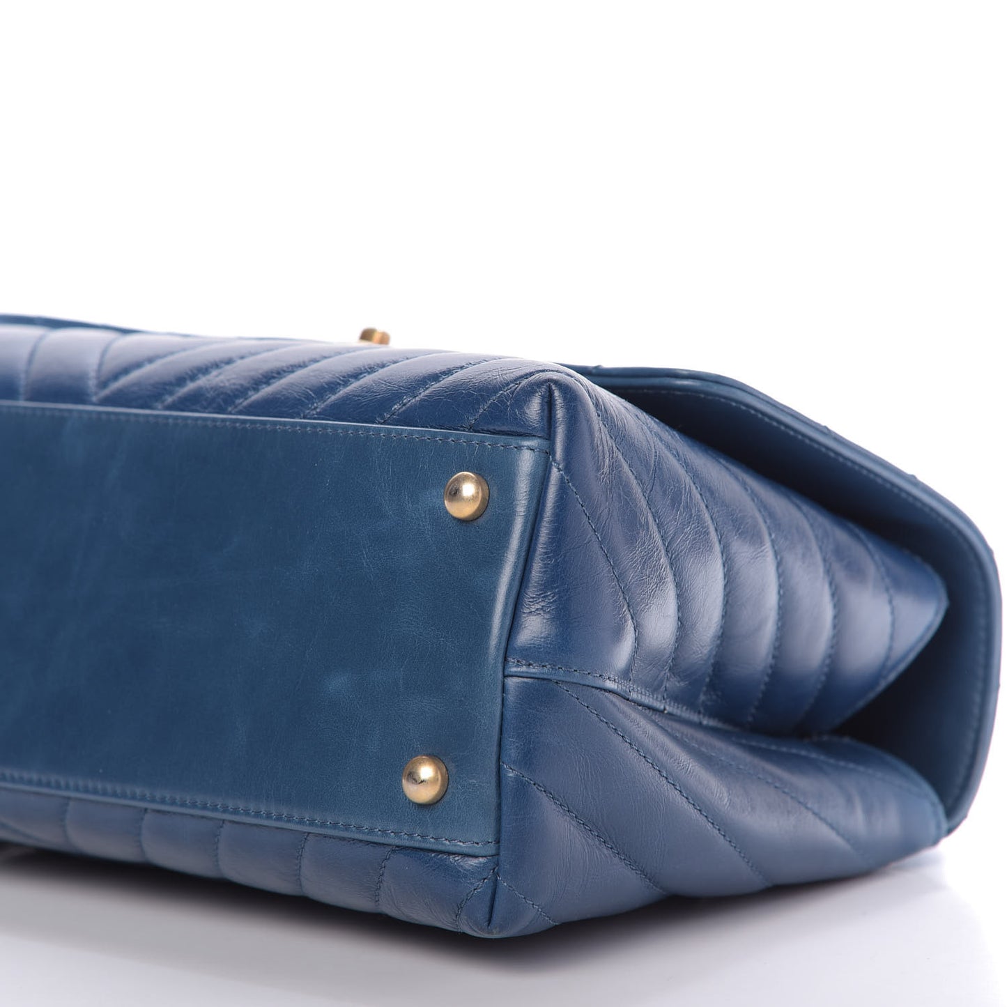 Calfskin Chevron Quilted Small Coco Handle Flap Blue