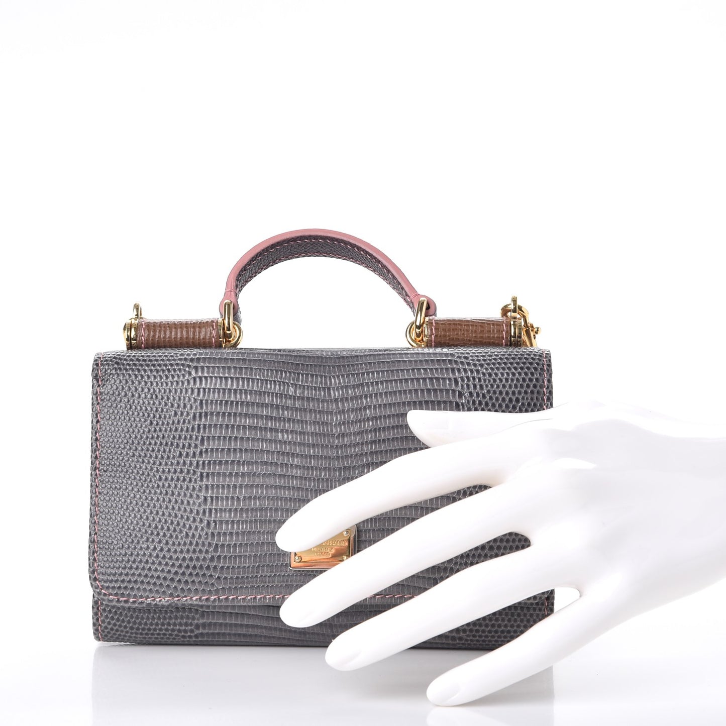 Textured Calfskin Mini Von Mix Bag Grey