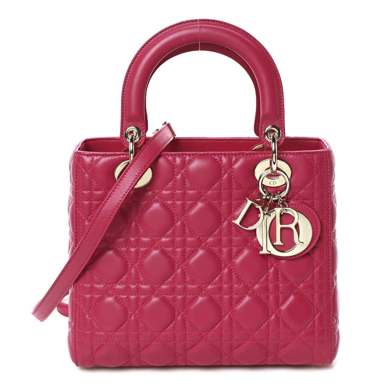 Christian Dior Lambskin Cannage Medium Lady Dior Fuchsia 1 of 10