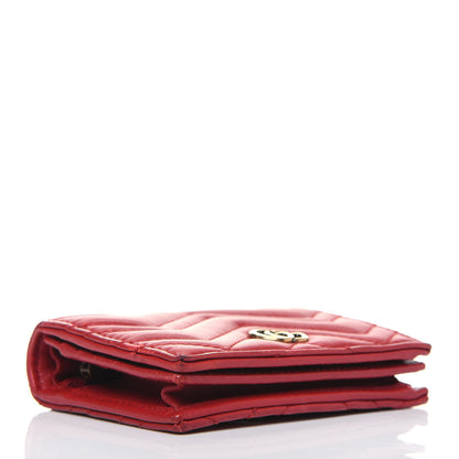 Gucci Calfskin Matelasse GG Marmont Card Case Wallet Hibiscus Red 4 of 19