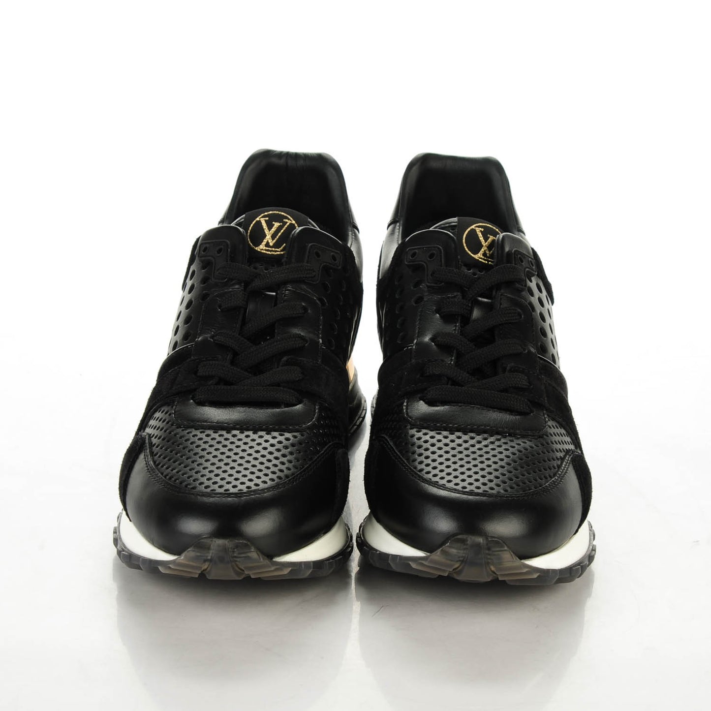 Nubuck Calfskin Perforated Run Away Sneakers 38 Black