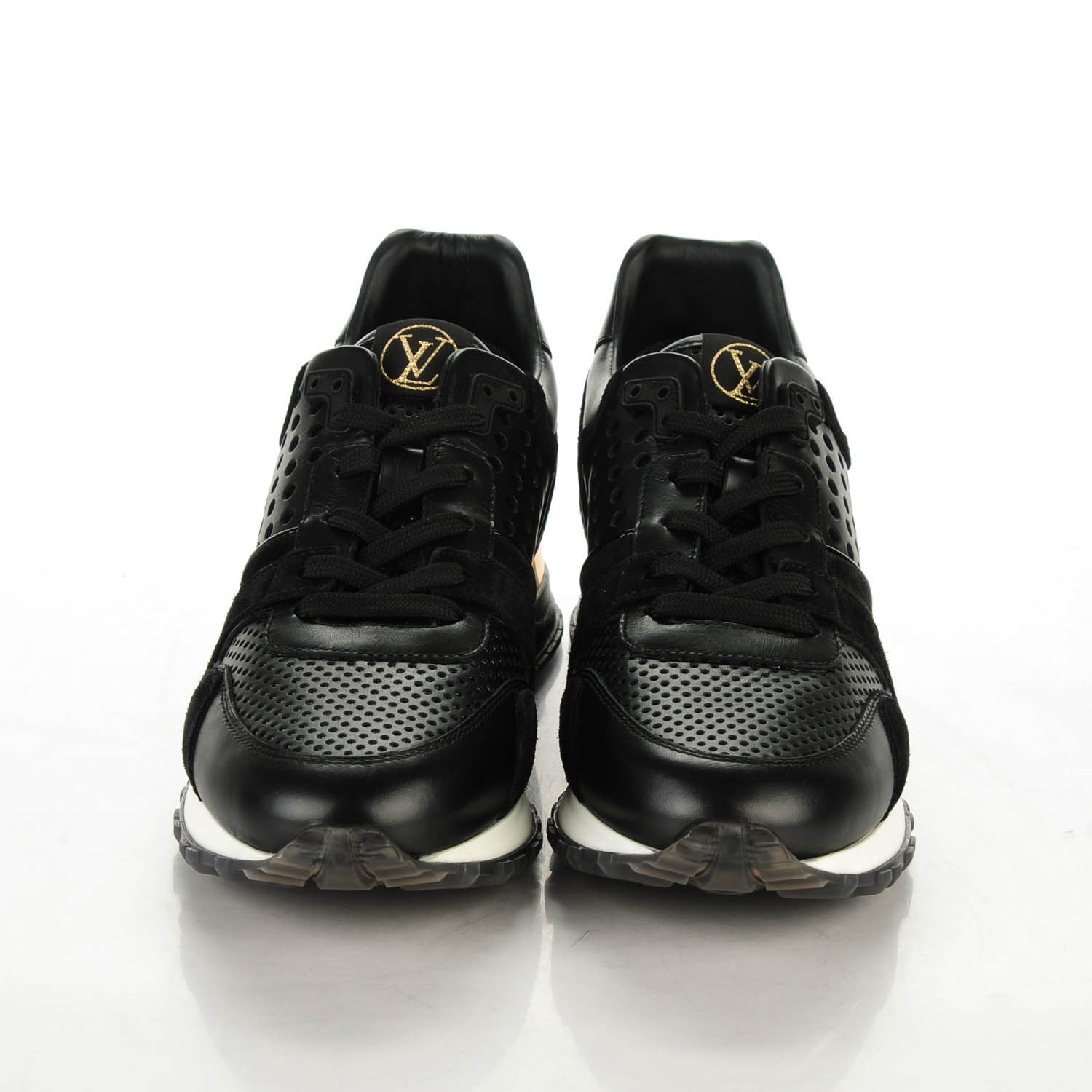 Louis Vuitton Nubuck Calfskin Perforated Run Away Sneakers 38 Black 2 of 6