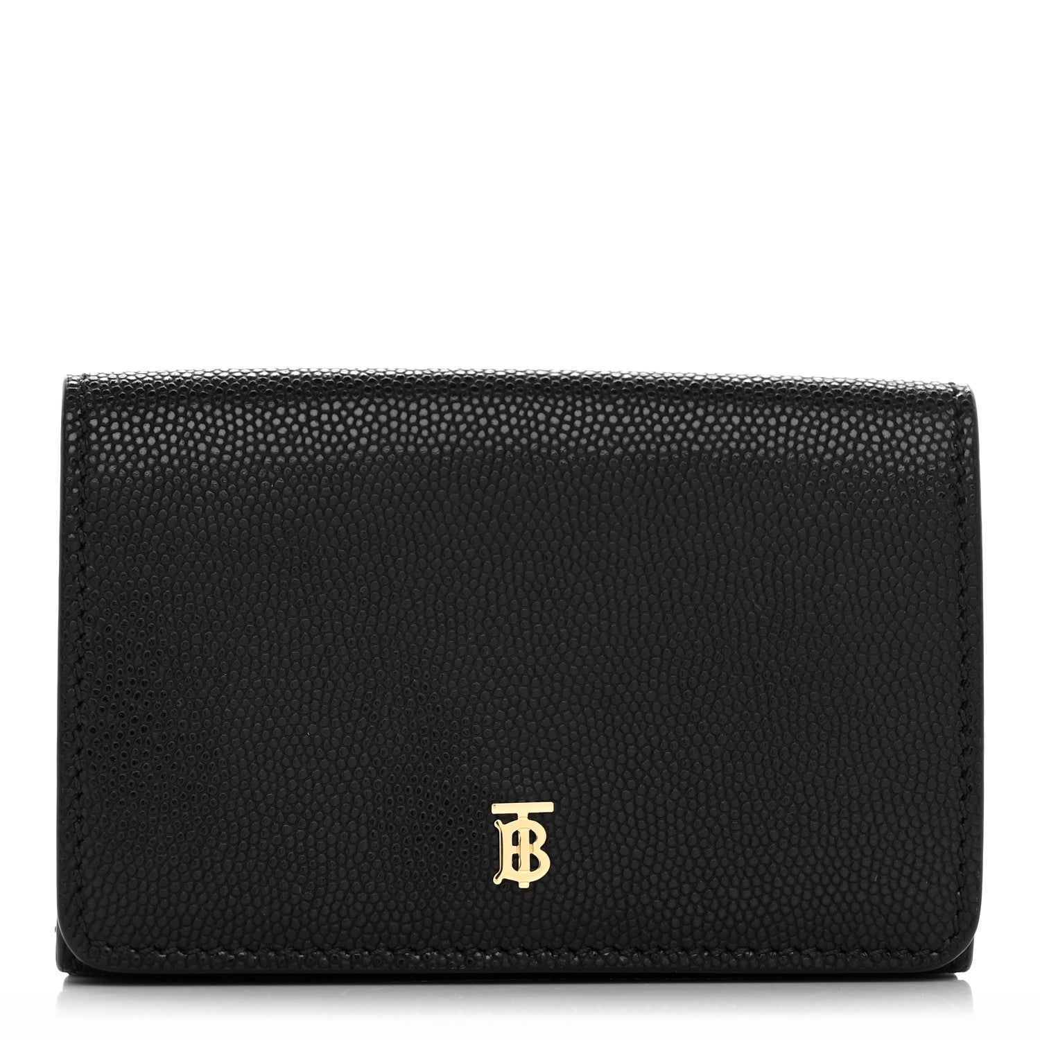 Burberry Grained Calfskin TB Compact Tri-Fold Wallet Black 1 of 8