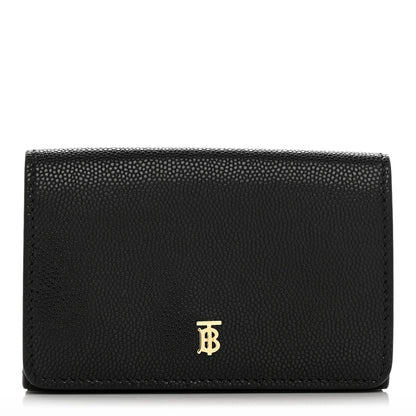 Burberry Grained Calfskin TB Compact Tri-Fold Wallet Black 1 of 8