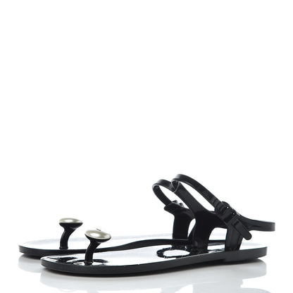 Chanel Jelly Pearl CC Thong Sandals 41 Black 3 of 9
