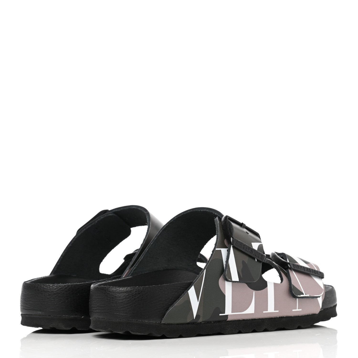 Valentino Garavani X BIRKENSTOCK Calfskin VLTN Arizona Slide Sandals 35 Army Green Poudre 4 of 9