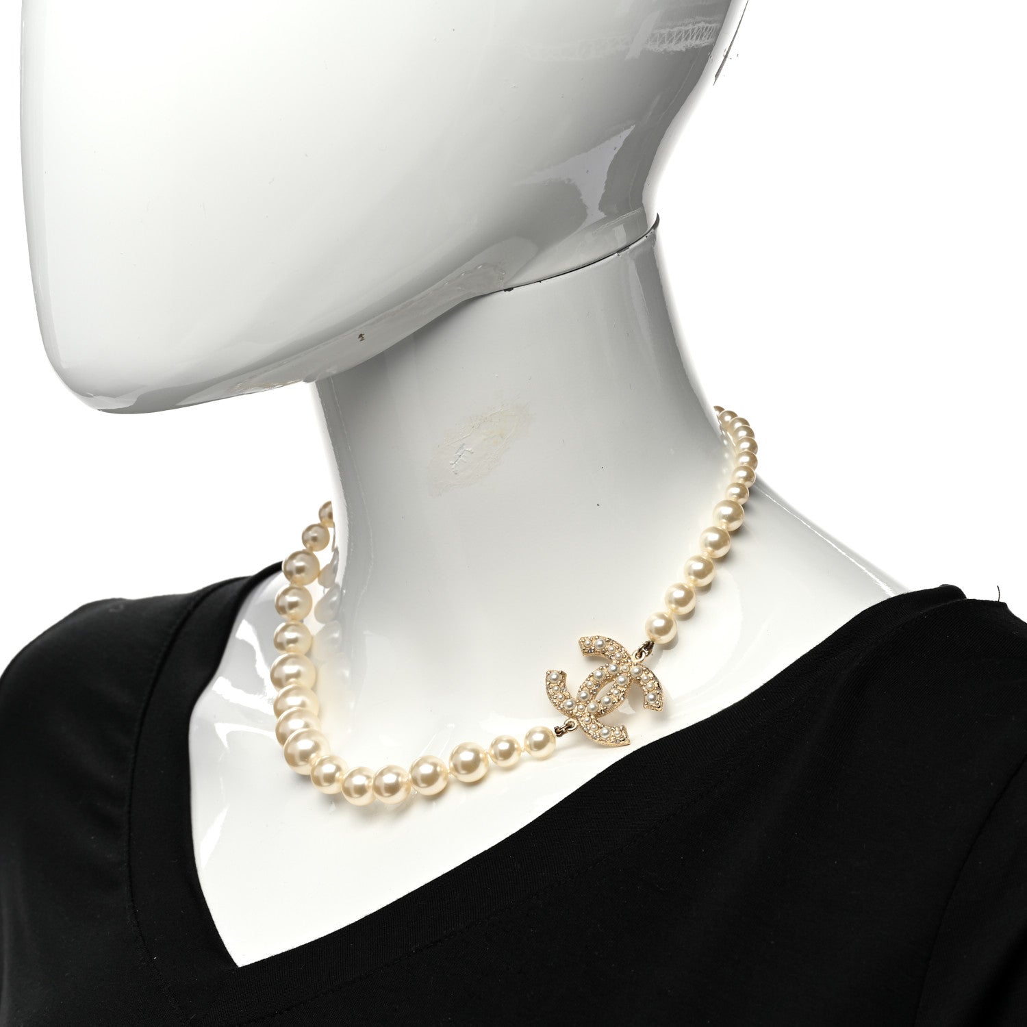 Chanel Pearl CC 100th Anniversary Necklace Light Gold 2 of 6