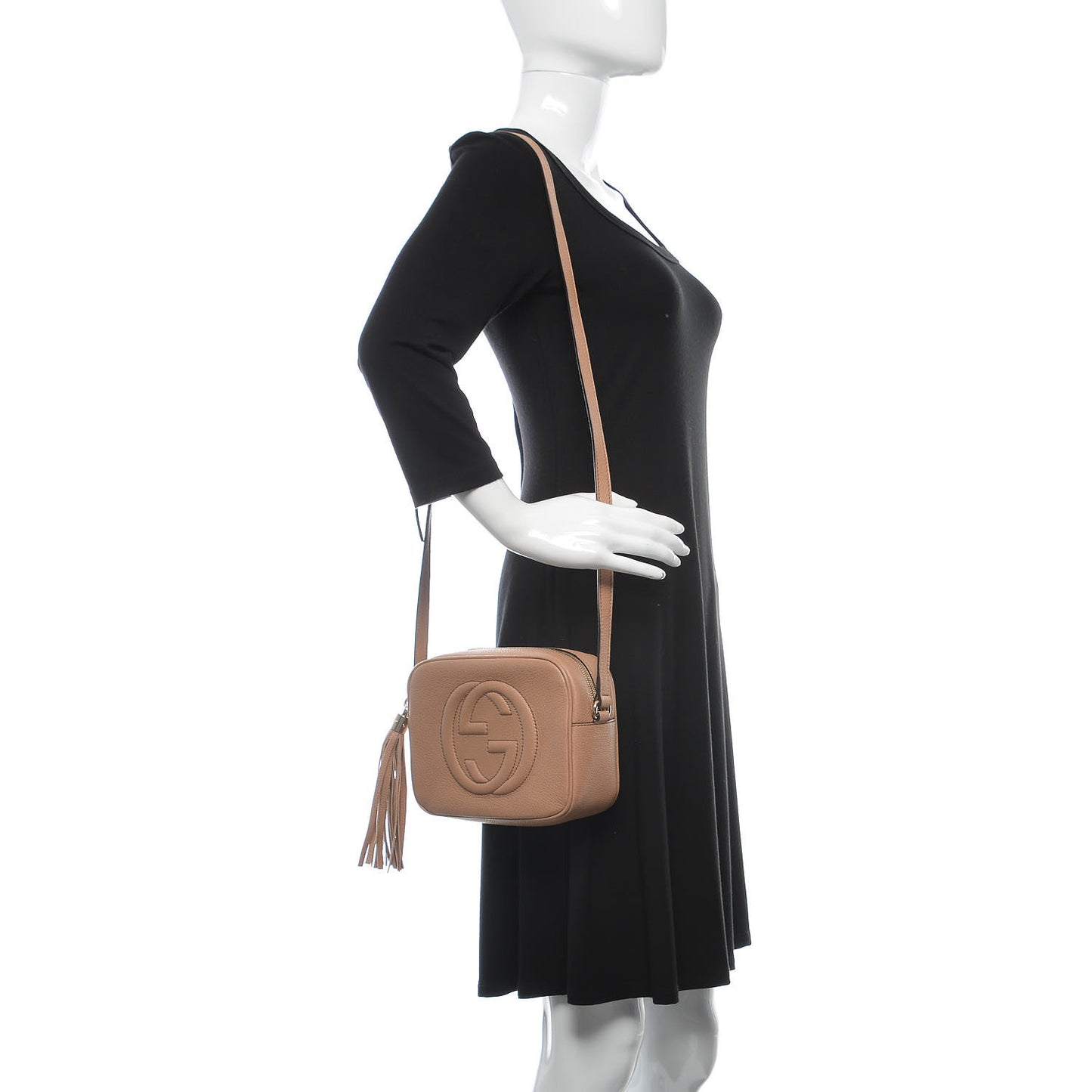 Pebbled Calfskin Small Soho Disco Bag Camelia