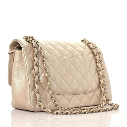 Chanel Iridescent Caviar Quilted Jumbo Double Flap Beige 3 of 16