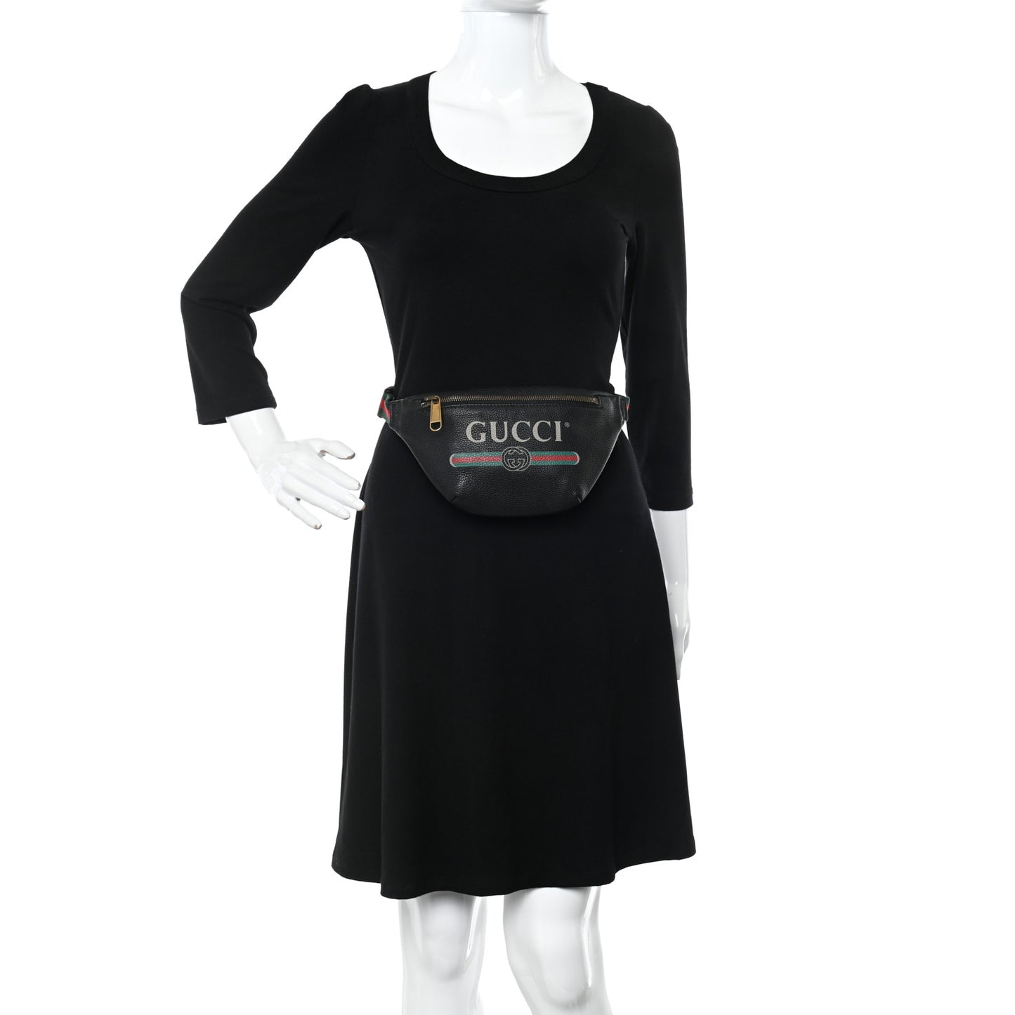 Grained Calfskin Small Logo Belt Bag Black