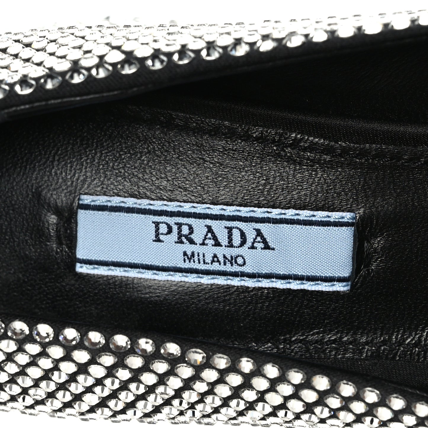 Satin Crystal Metal Triangle Logo 45mm Block Heel Loafers 36.5 Cristal
