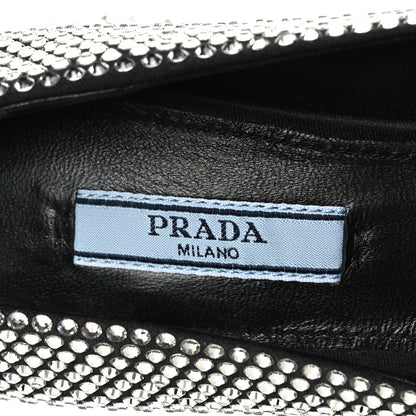 Prada Satin Crystal Metal Triangle Logo 45mm Block Heel Loafers 36.5 Cristal 6 of 7