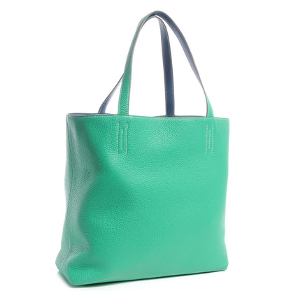 Hermes Taurillon Clemence Double Sens 45 Reversible Tote Menthe and Bleu Thalassa 3 of 8