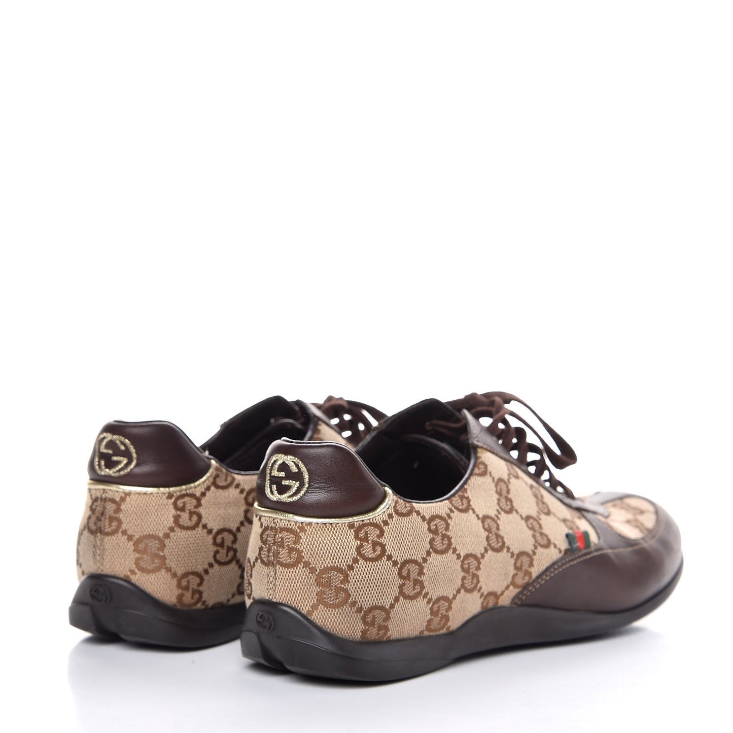 GG Monogram Calfskin Sneakers 38 Dark Brown