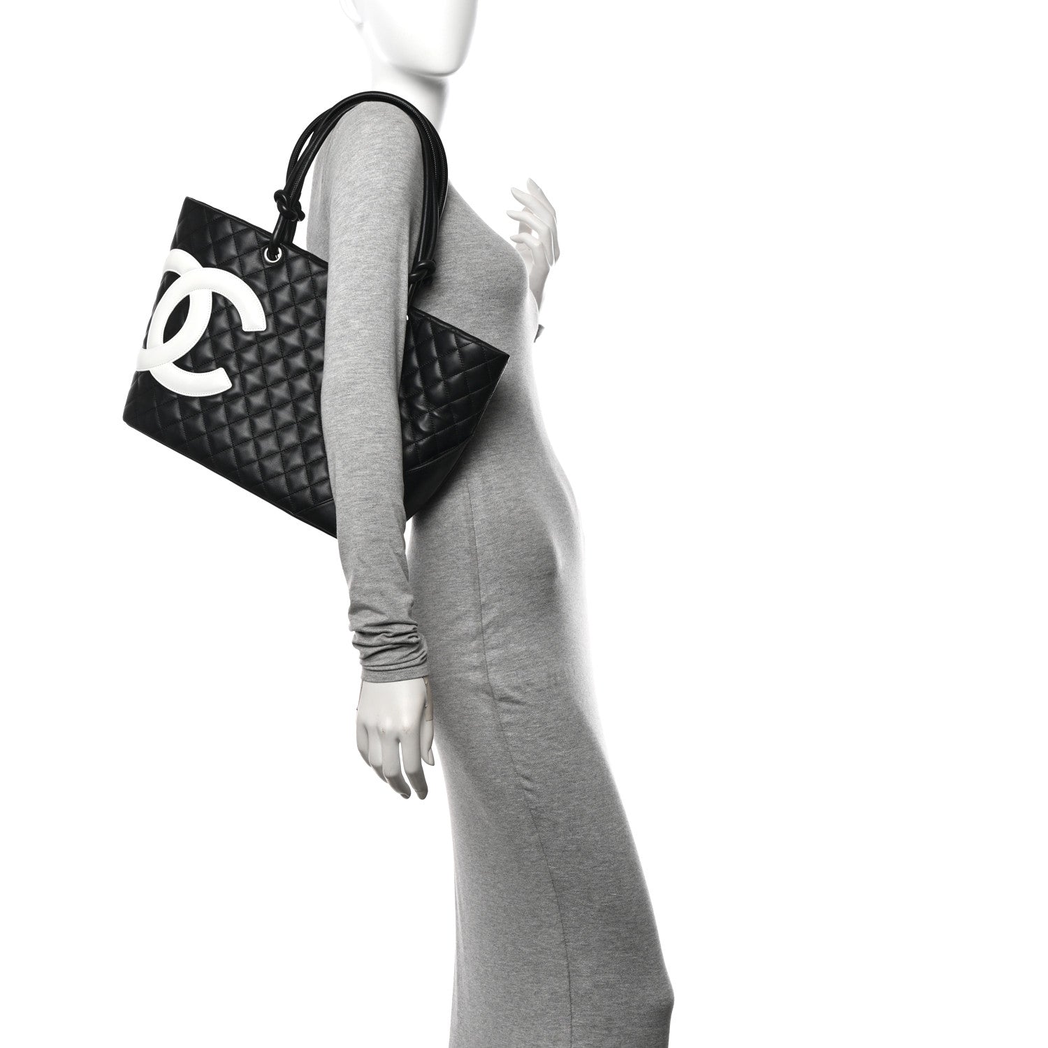 Chanel Calfskin Quilted Large Cambon Tote Black Whtie 2 of 11